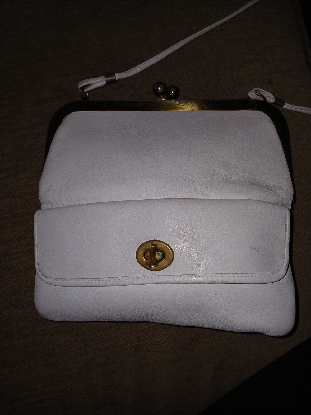 Vintage White Coach Kisslock Handbag